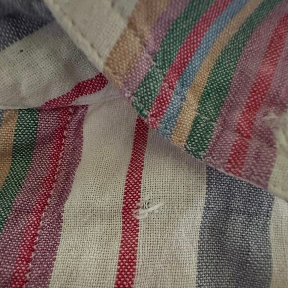 Vintage Classic Multicolored Pastel Stripe Coastal Preppy Button Down Top - Picture 10 of 11